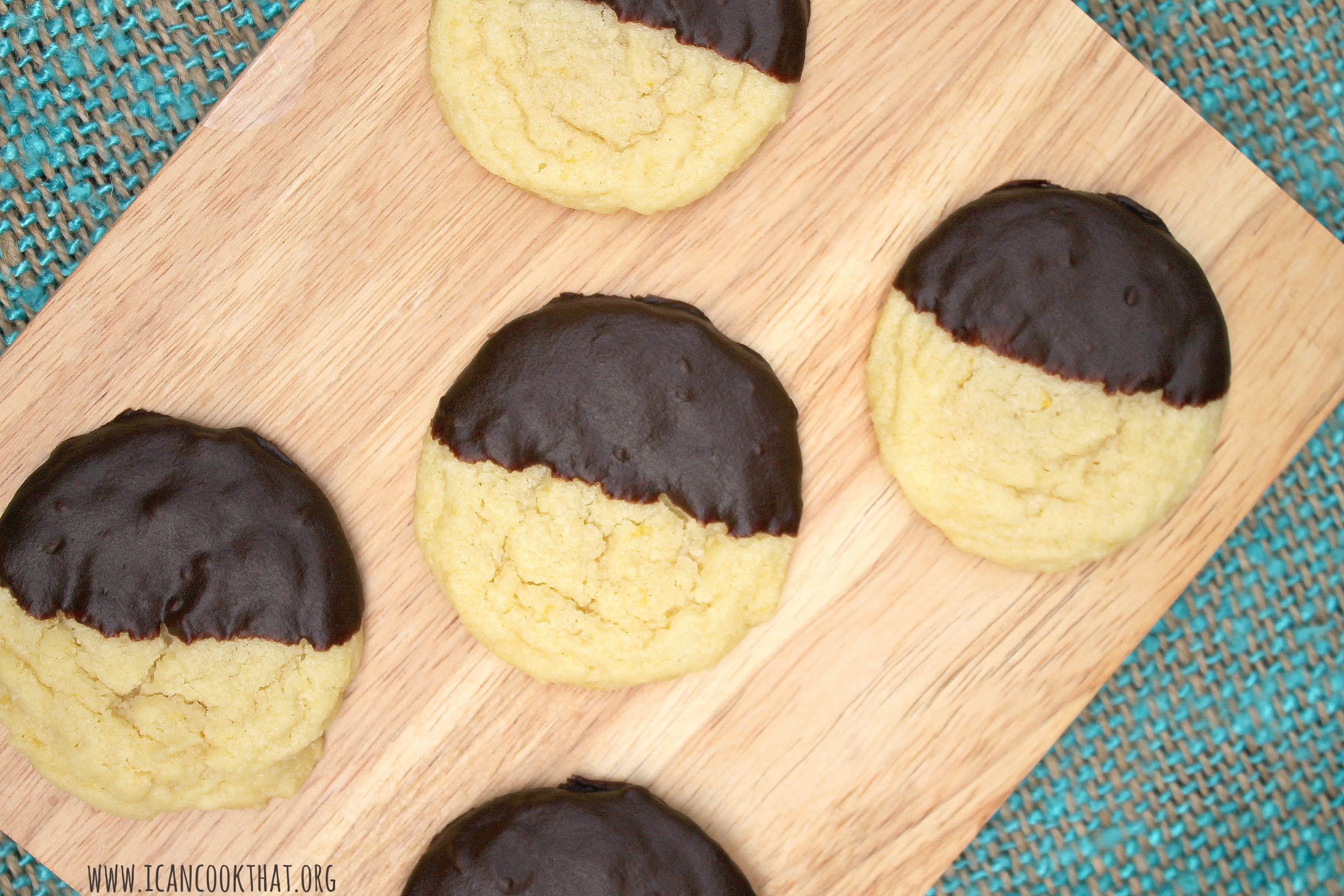 Dark Chocolate Dipped Lemon Almond Sugar Cookies