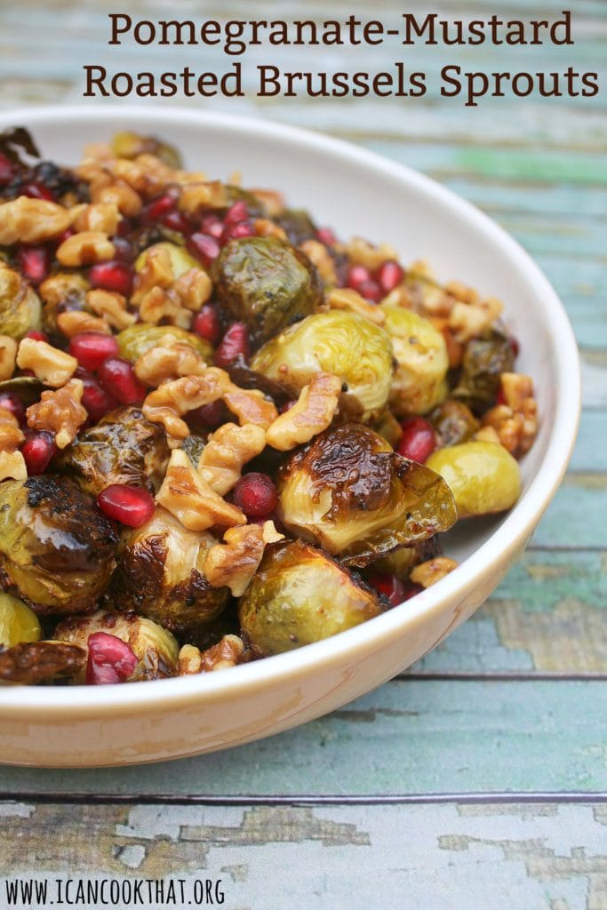 Pomegranate Mustard Roasted Brussels Sprouts