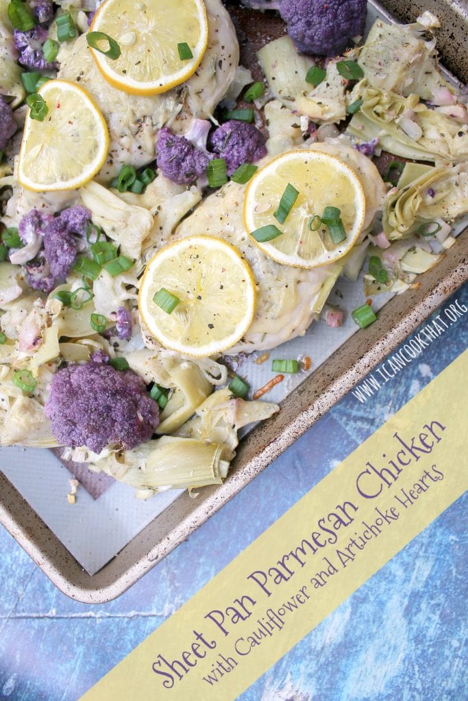 Sheet Pan Parmesan Chicken with Cauliflower and Artichoke Hearts