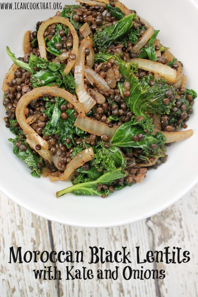 Moroccan Black Lentils with Kale and Onions