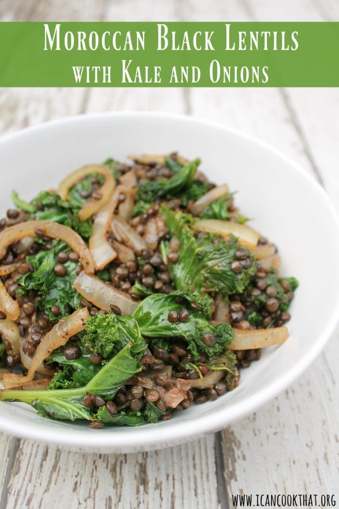 Moroccan Black Lentils with Kale and Onions