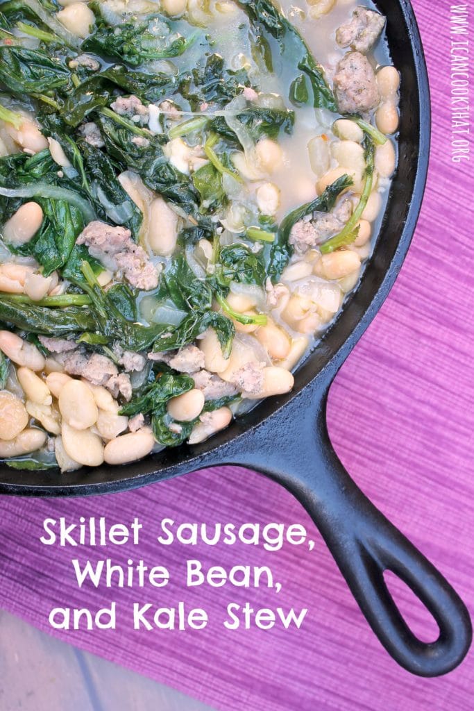 Skillet Sausage White Bean and Kale Stew