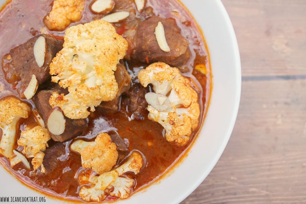 Lamb and Roasted Cauliflower Stew with Harissa