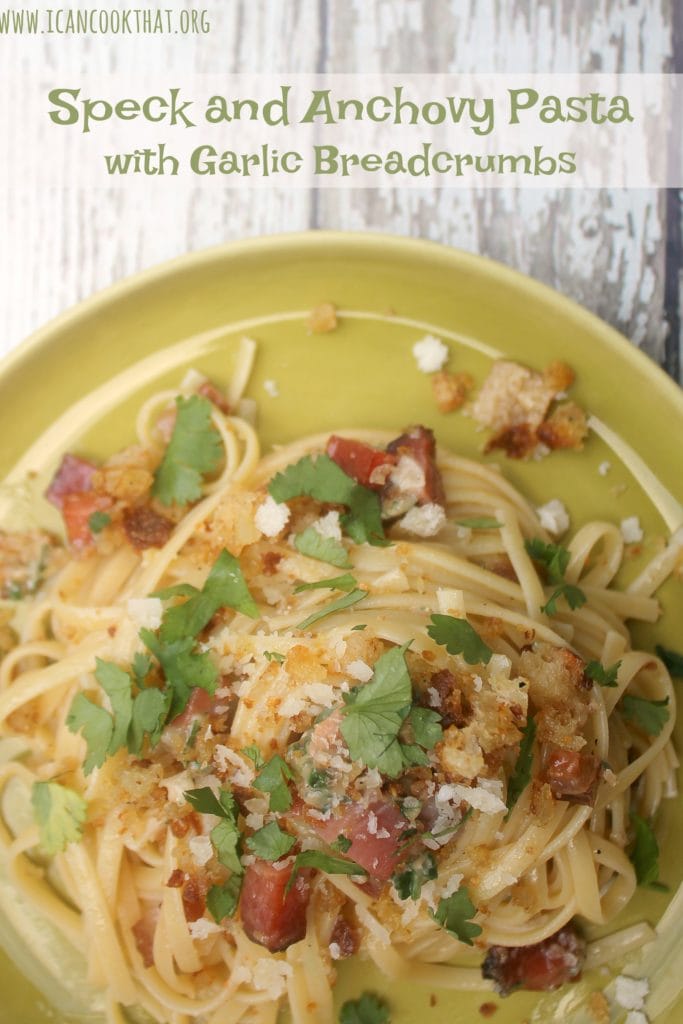 Speck and Anchovy Pasta with Garlic Breadcrumbs