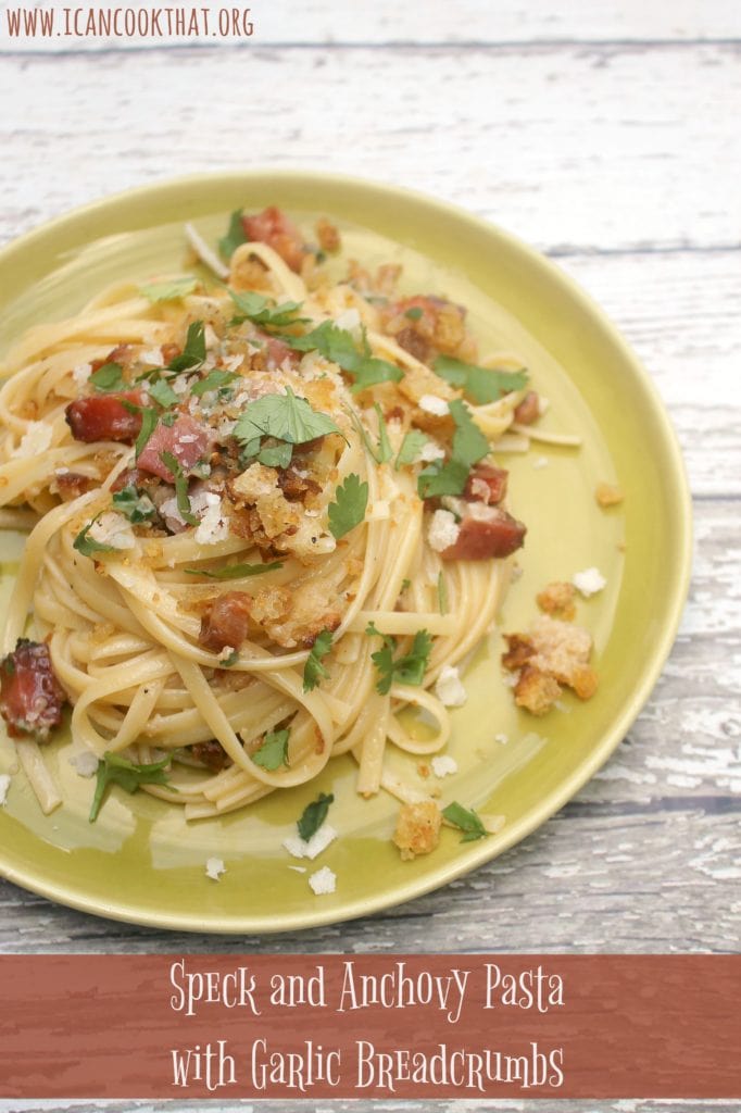 Speck and Anchovy Pasta with Garlic Breadcrumbs