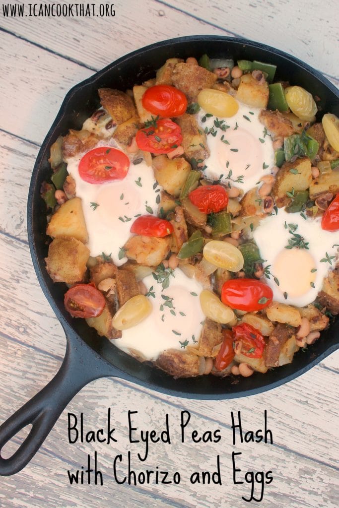 Black Eyed Peas Hash with Chorizo and Eggs