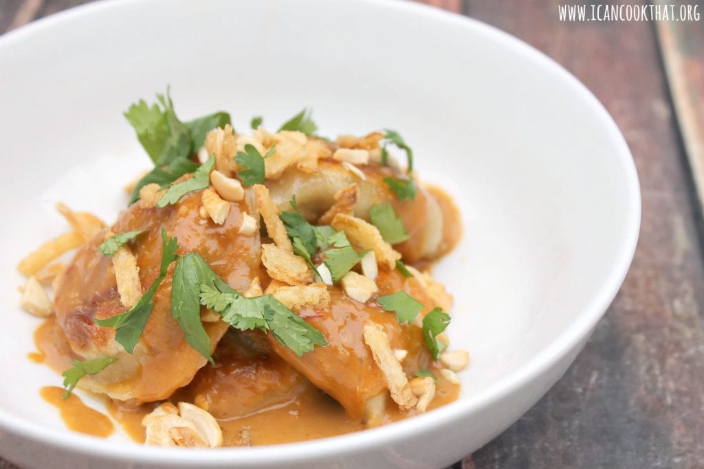 Thai Basil Vegetable Dumplings with Spicy Peanut Sauce