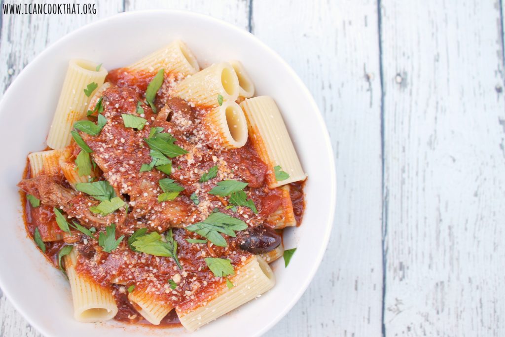 Pressure Cooker Puttanesca Pork Ragu