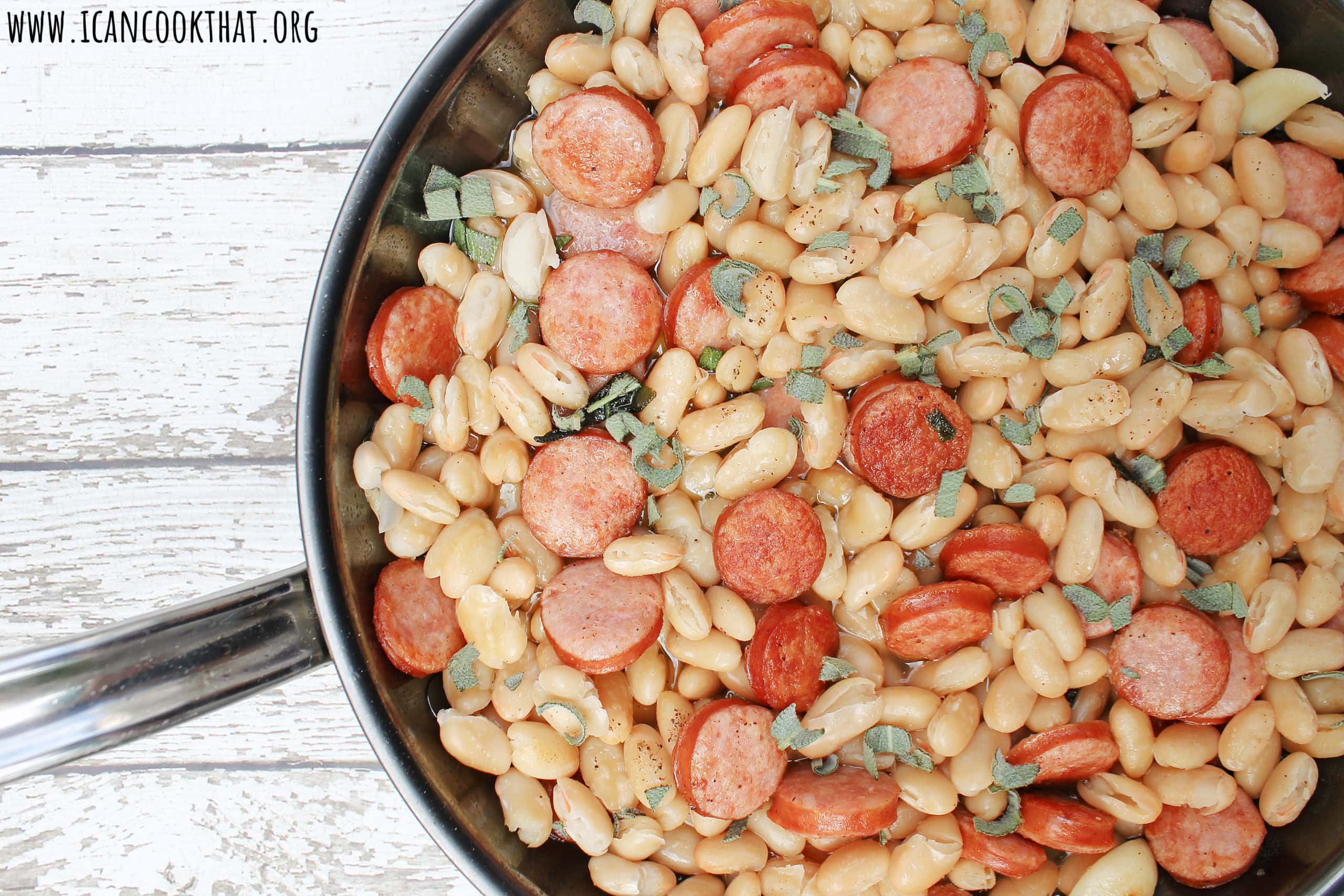 Bratwurst and White Beans with Sage