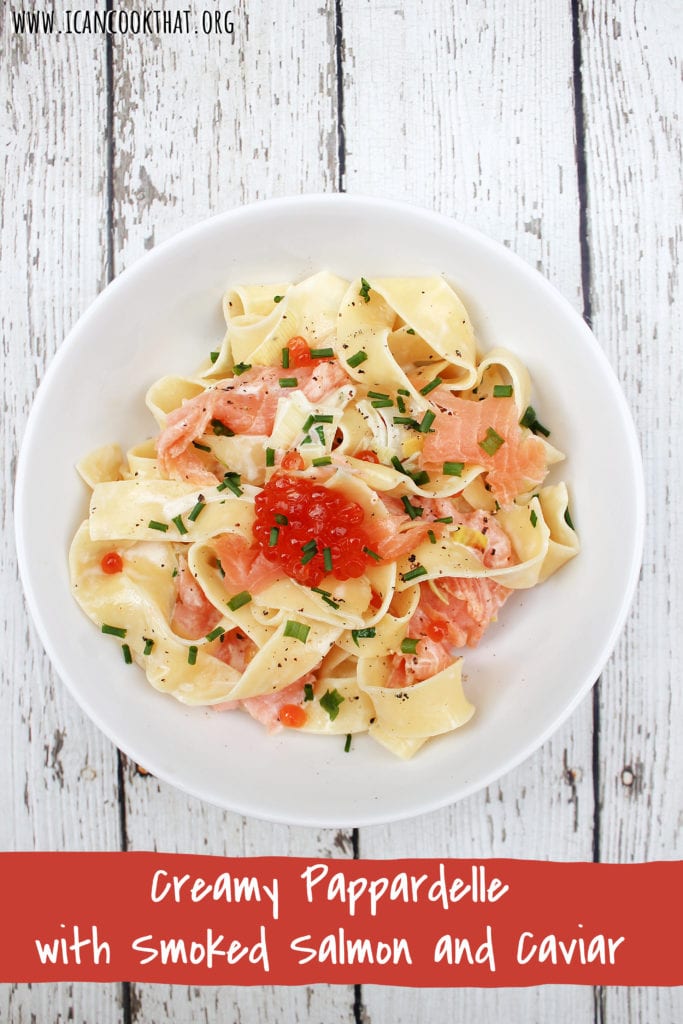 Creamy Pappardelle with Smoked Salmon and Caviar