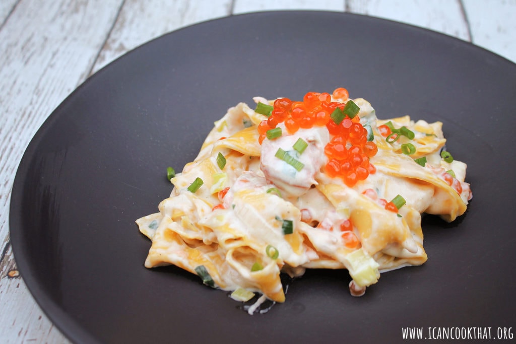 Creamy Pappardelle with Smoked Salmon and Caviar