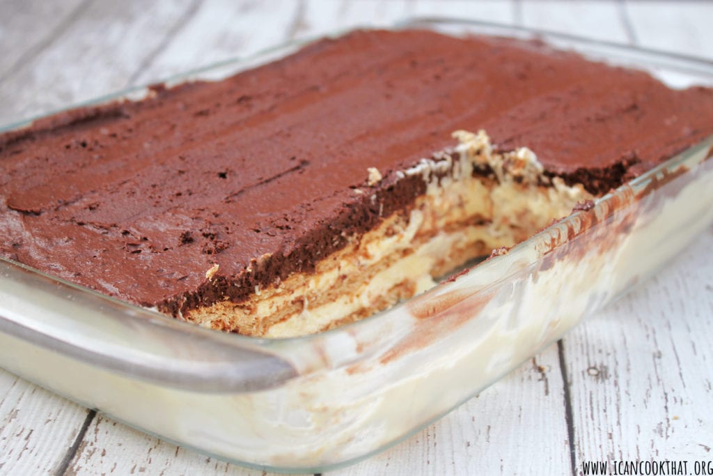 No Bake Chocolate Eclair Cake