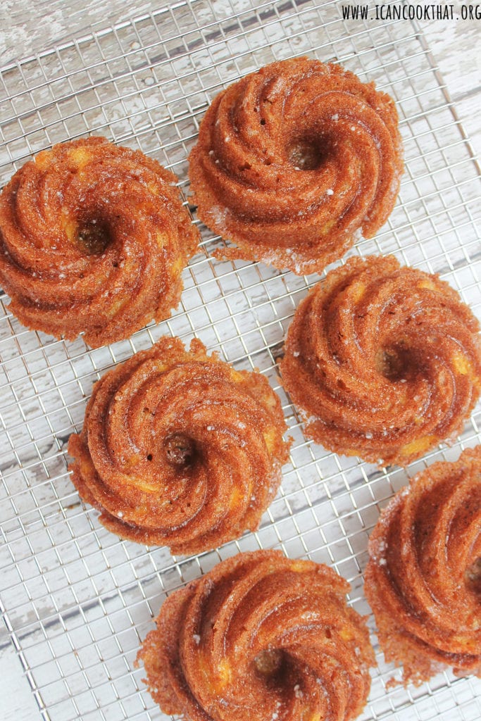 Spiced Walnut Peach Mini Bundt Cakes