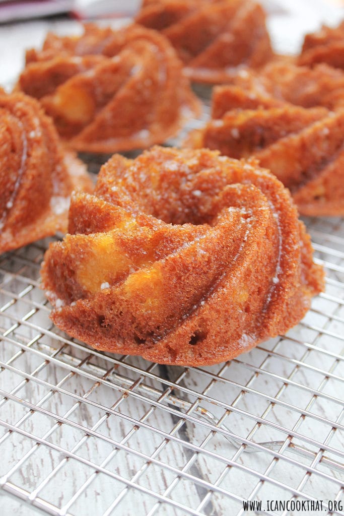 Spiced Walnut Peach Mini Bundt Cakes