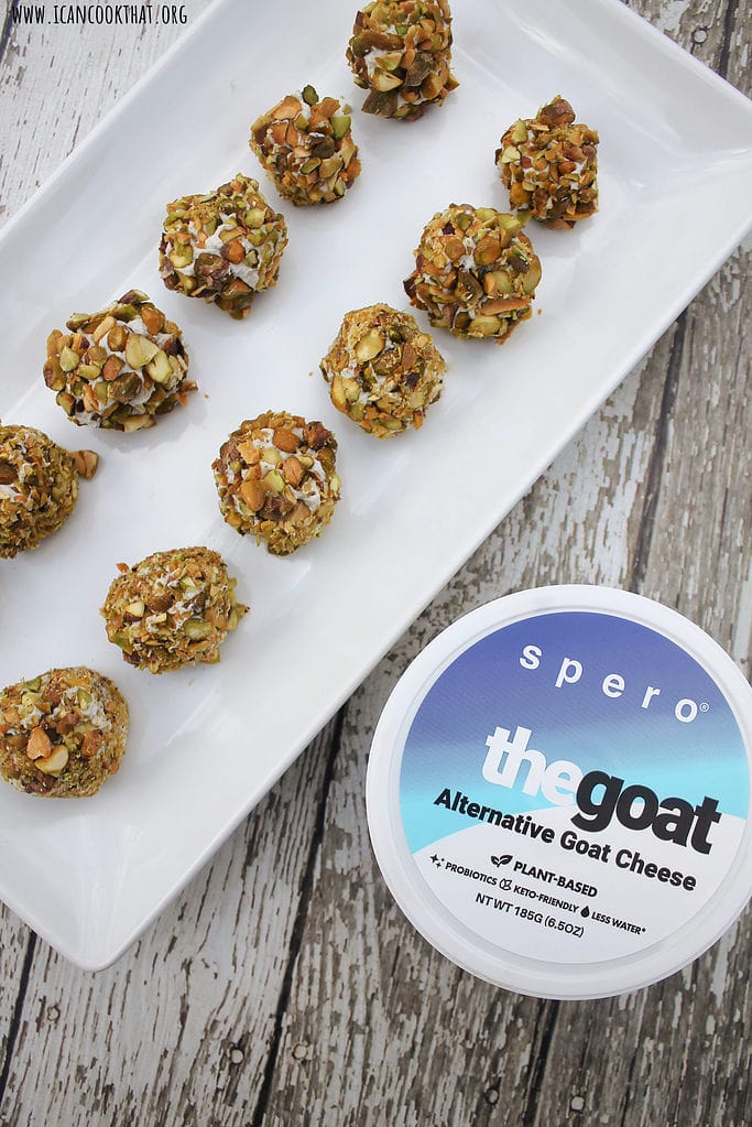 Vegan Cranberry Goat Cheese Pistachio Truffles