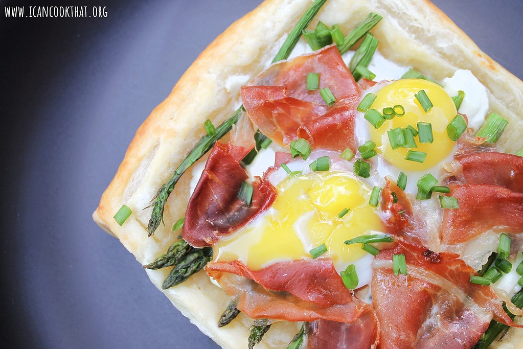 Prosciutto Asparagus and Quail Egg Tarts