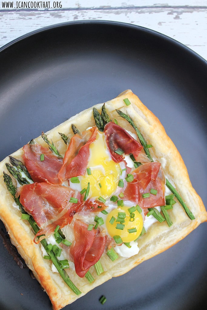 Prosciutto Asparagus and Quail Egg Tarts