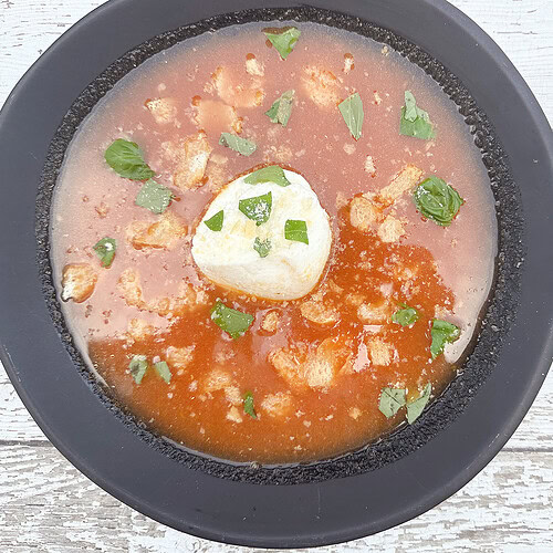 Chilled Juicer Tomato Soup with Burrata